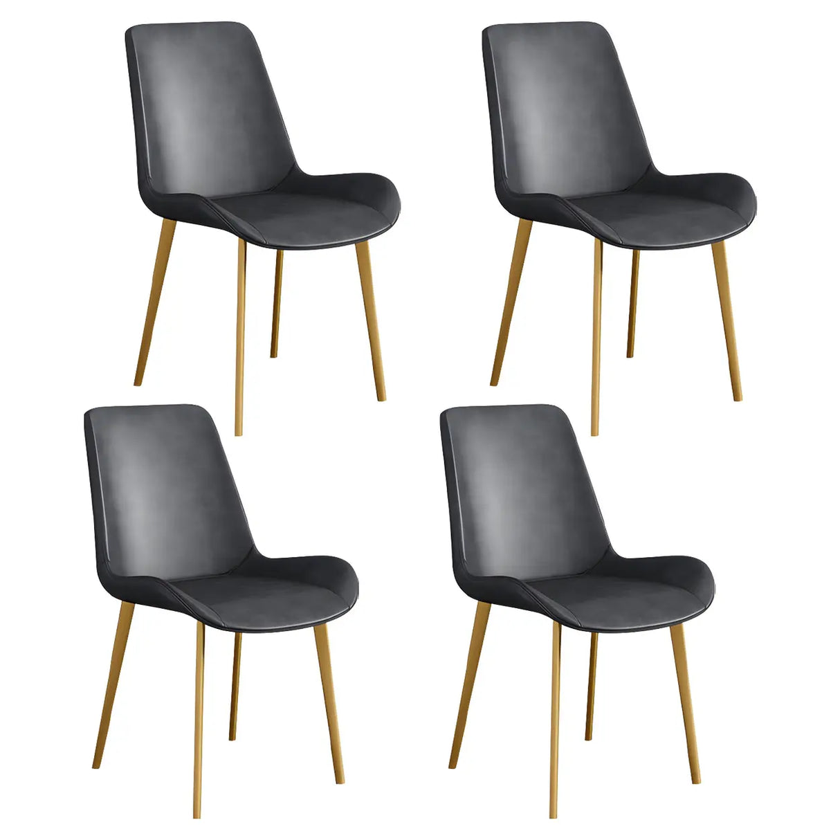 Simple Low Back Leather Side Chair with Metal Legs Image - 48