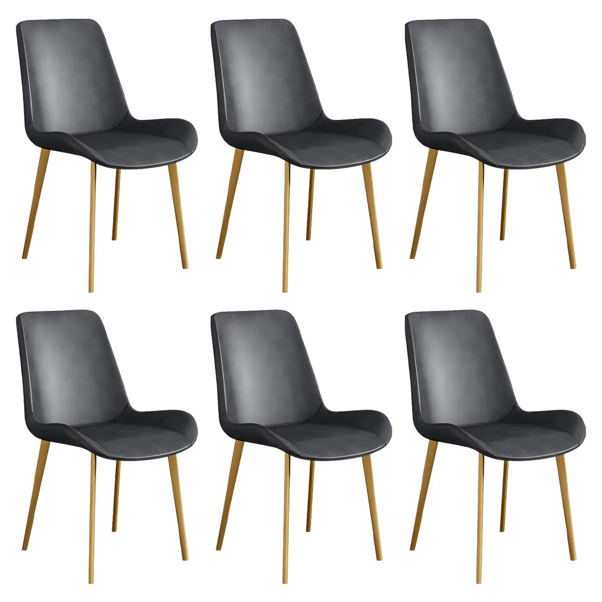 Simple Low Back Leather Side Chair with Metal Legs Image - 49