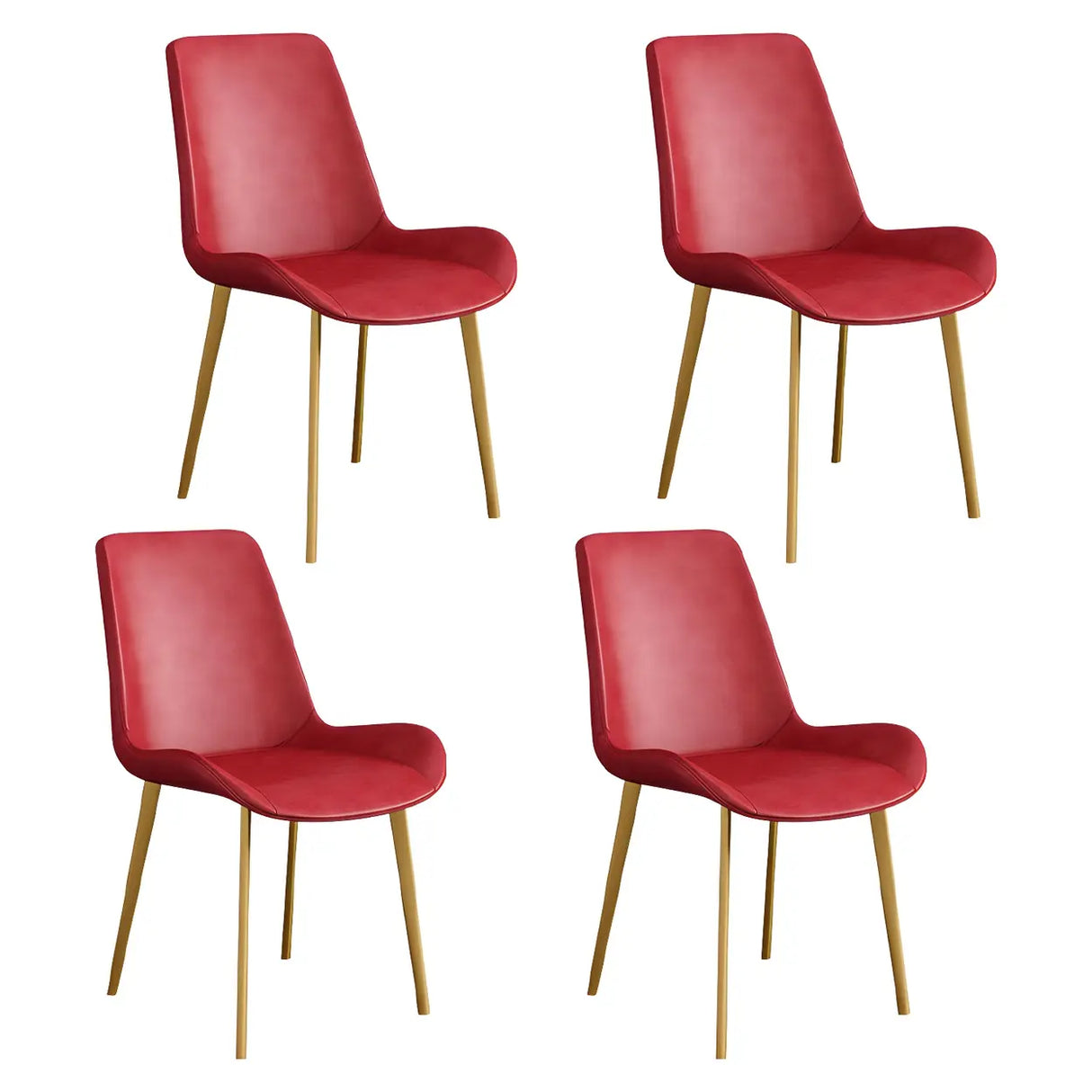 Simple Low Back Leather Side Chair with Metal Legs Image - 51