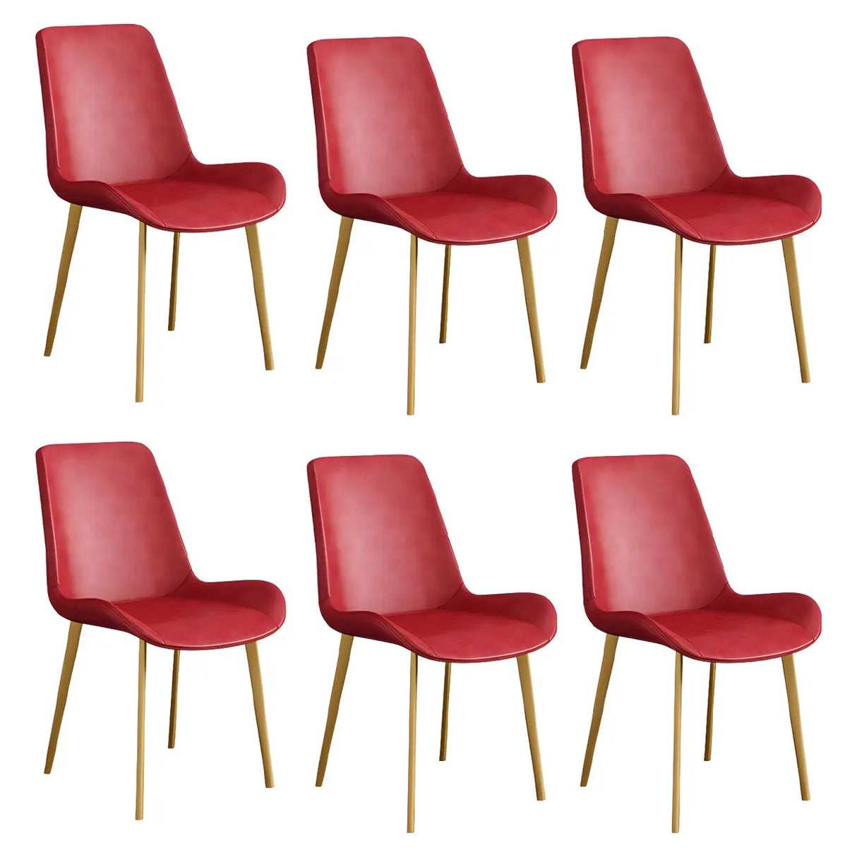 Simple Low Back Leather Side Chair with Metal Legs Image - 52