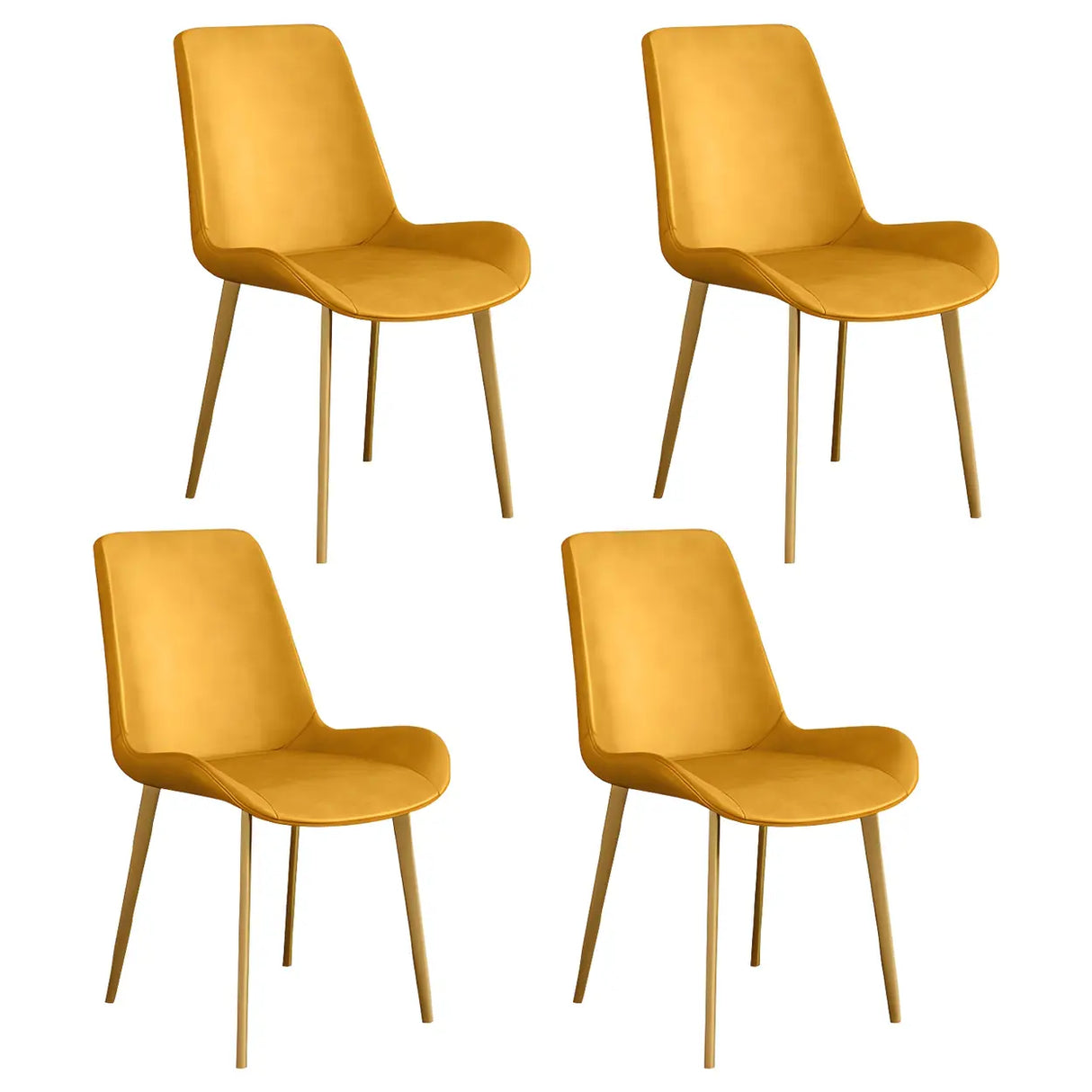 Simple Low Back Leather Side Chair with Metal Legs Image - 54