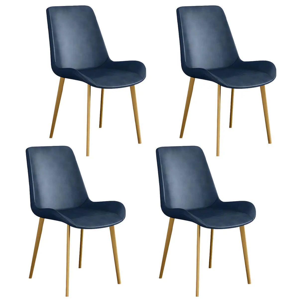 Simple Low Back Leather Side Chair with Metal Legs Image - 57