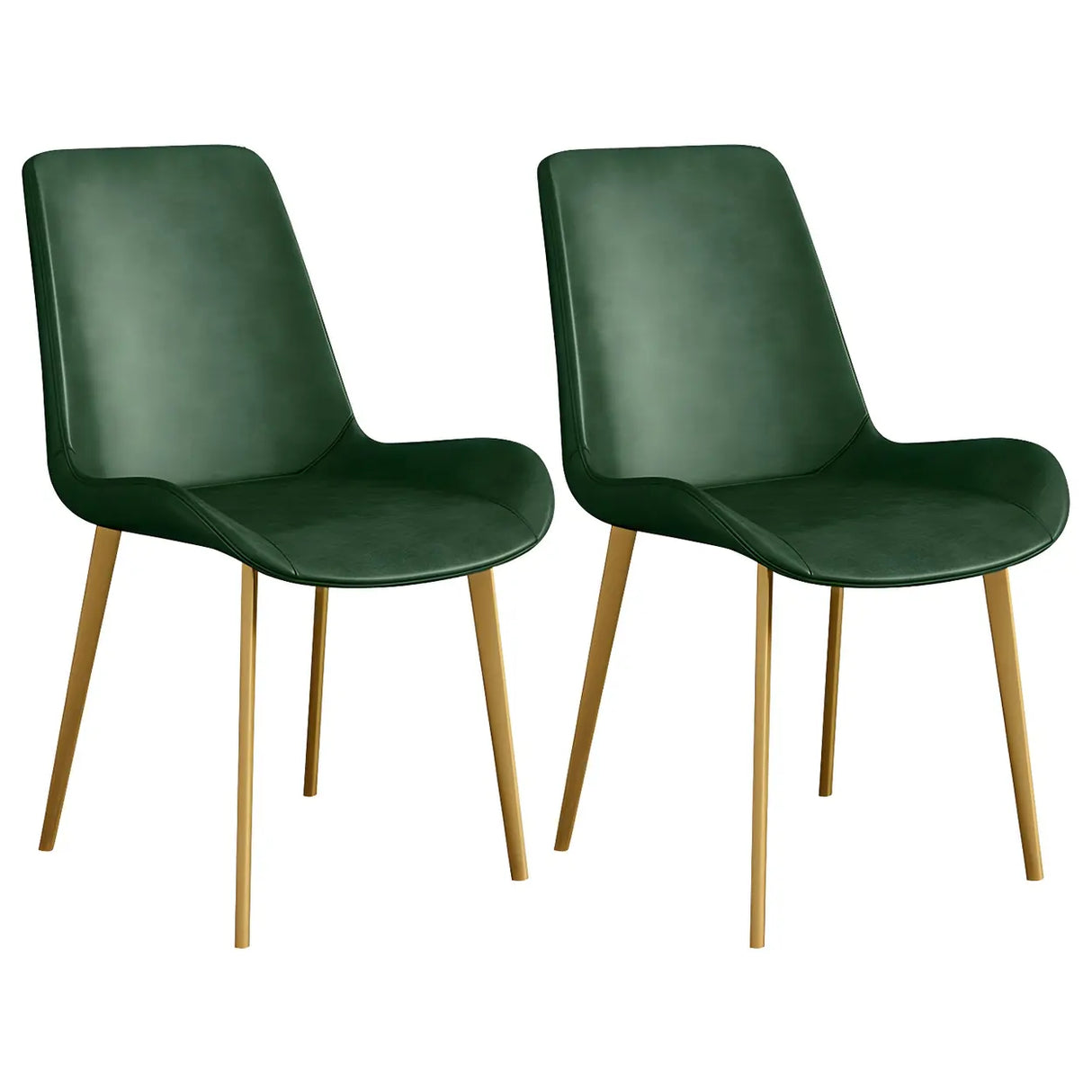 Simple Low Back Leather Side Chair with Metal Legs Image - 59