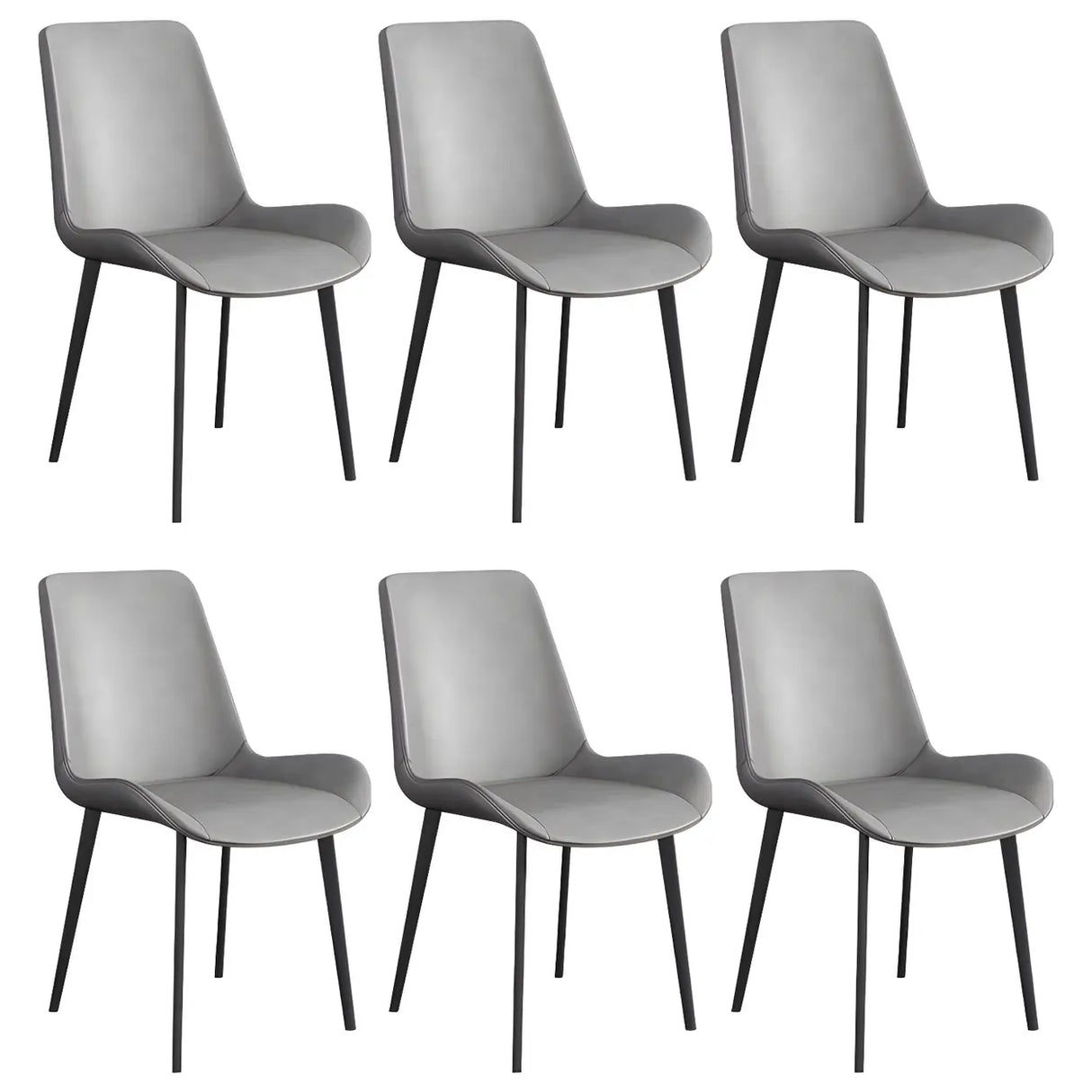Simple Low Back Leather Side Chair with Metal Legs Image - 5