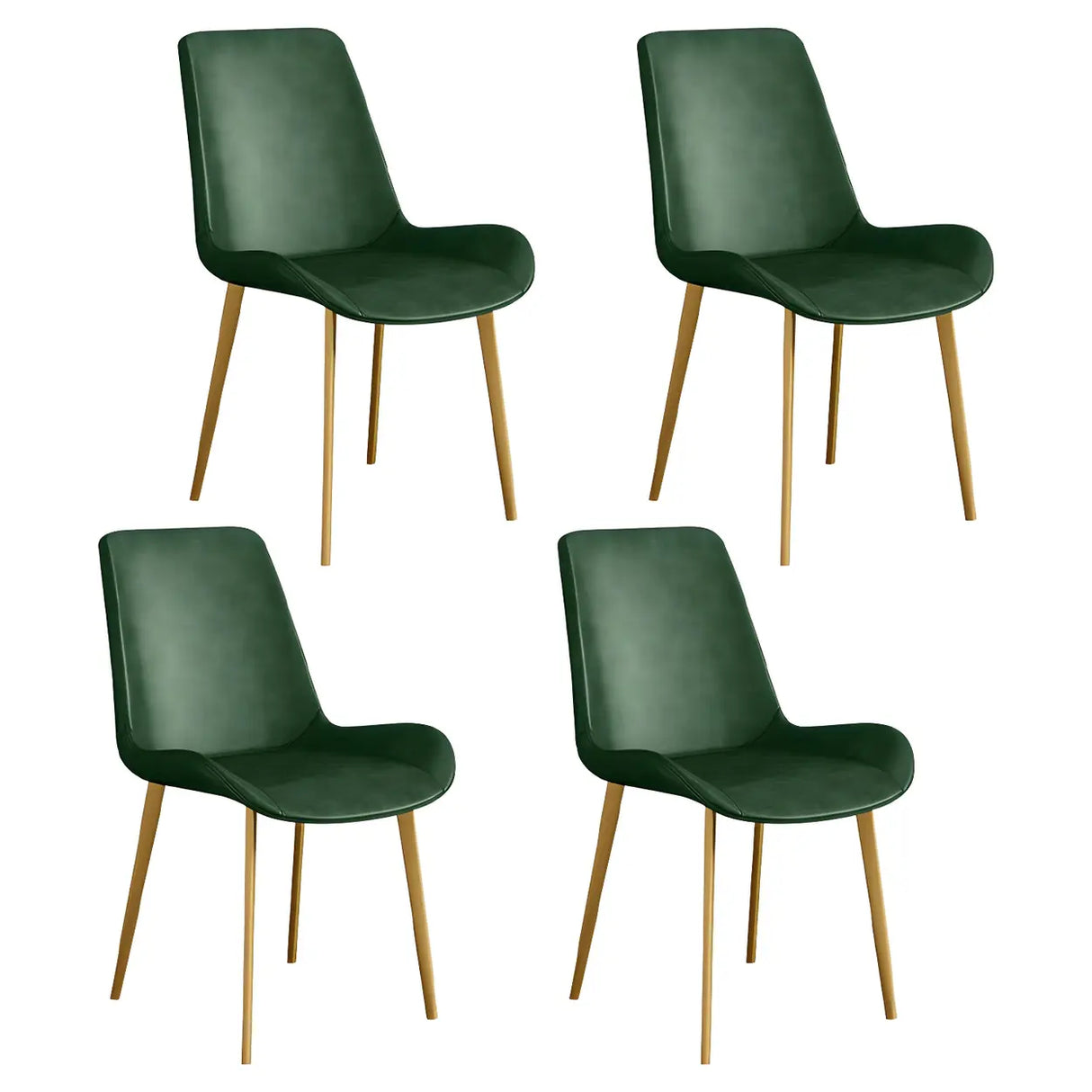 Simple Low Back Leather Side Chair with Metal Legs Image - 60