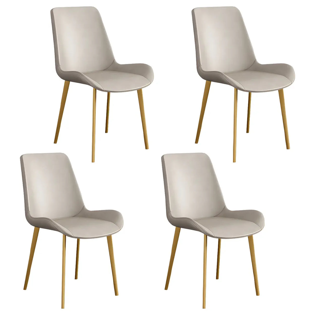 Simple Low Back Leather Side Chair with Metal Legs Image - 63