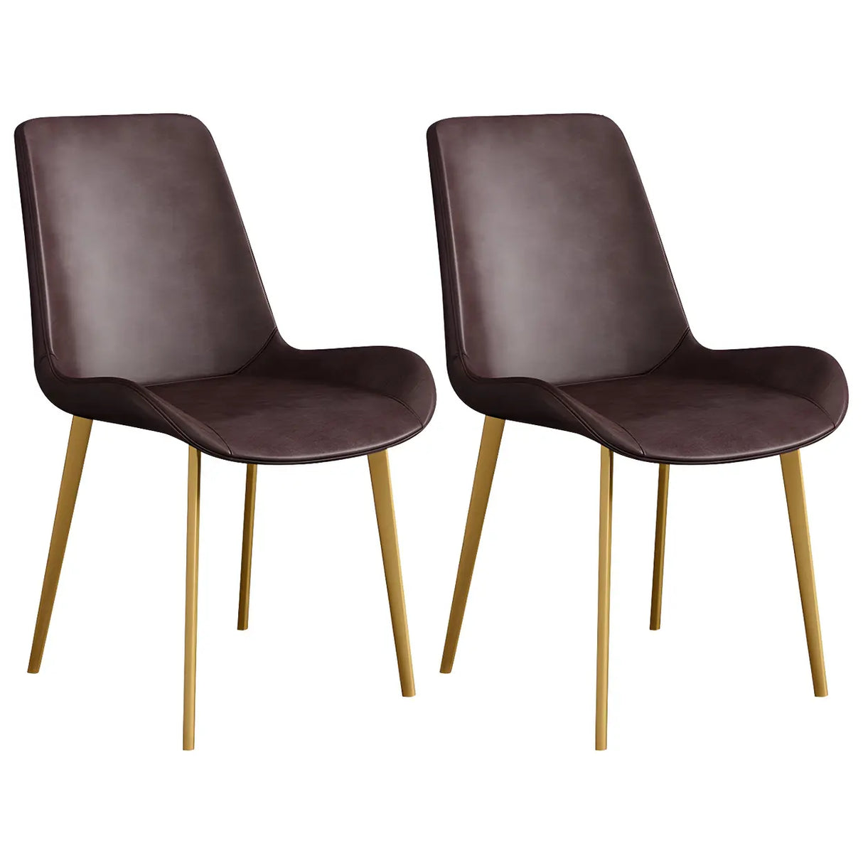 Simple Low Back Leather Side Chair with Metal Legs Image - 65