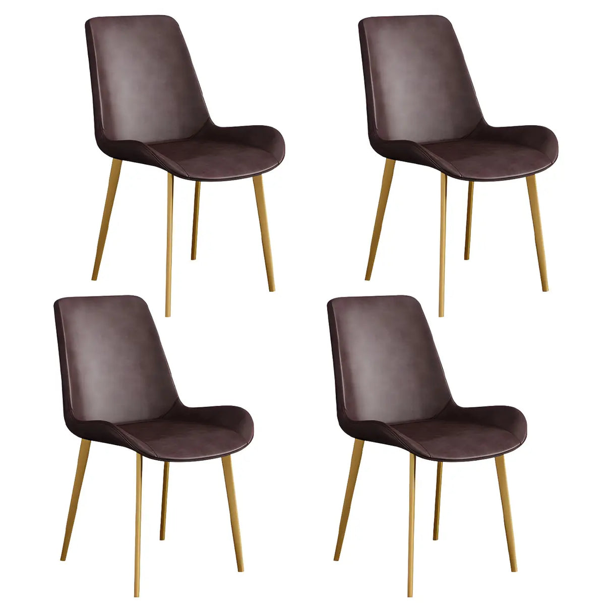 Simple Low Back Leather Side Chair with Metal Legs Image - 66
