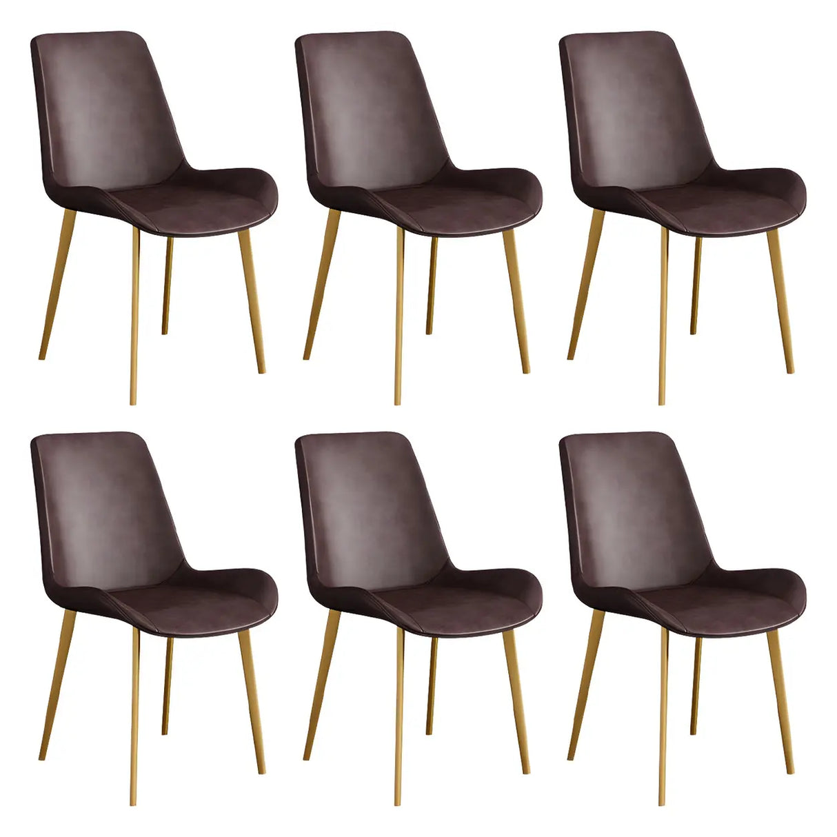 Simple Low Back Leather Side Chair with Metal Legs Image - 67