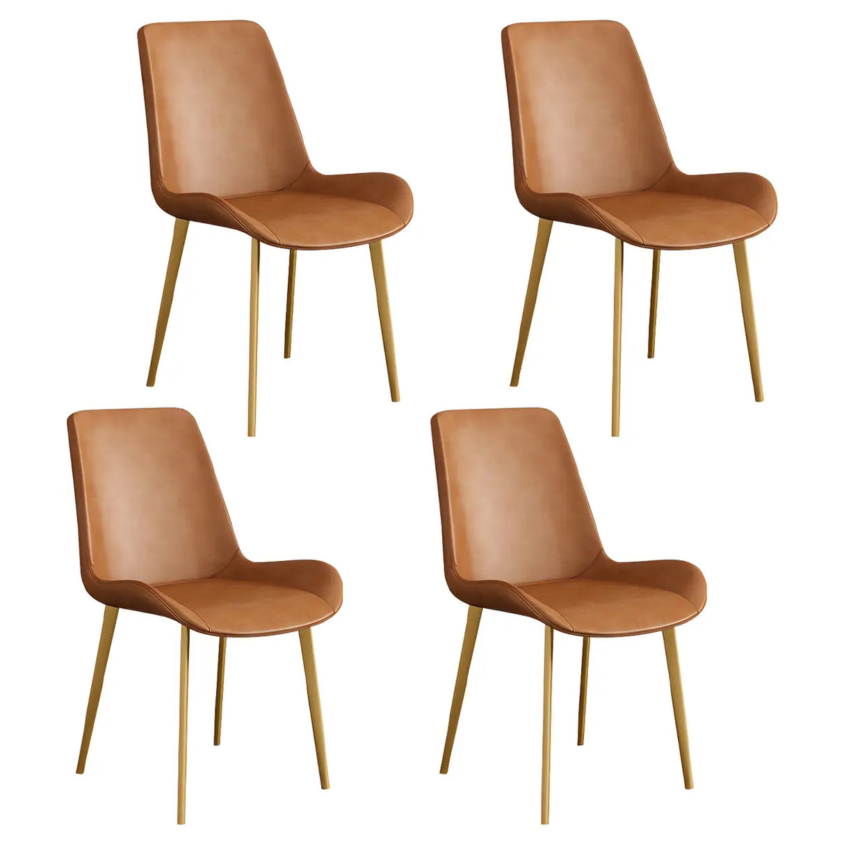 Simple Low Back Leather Side Chair with Metal Legs Image - 69