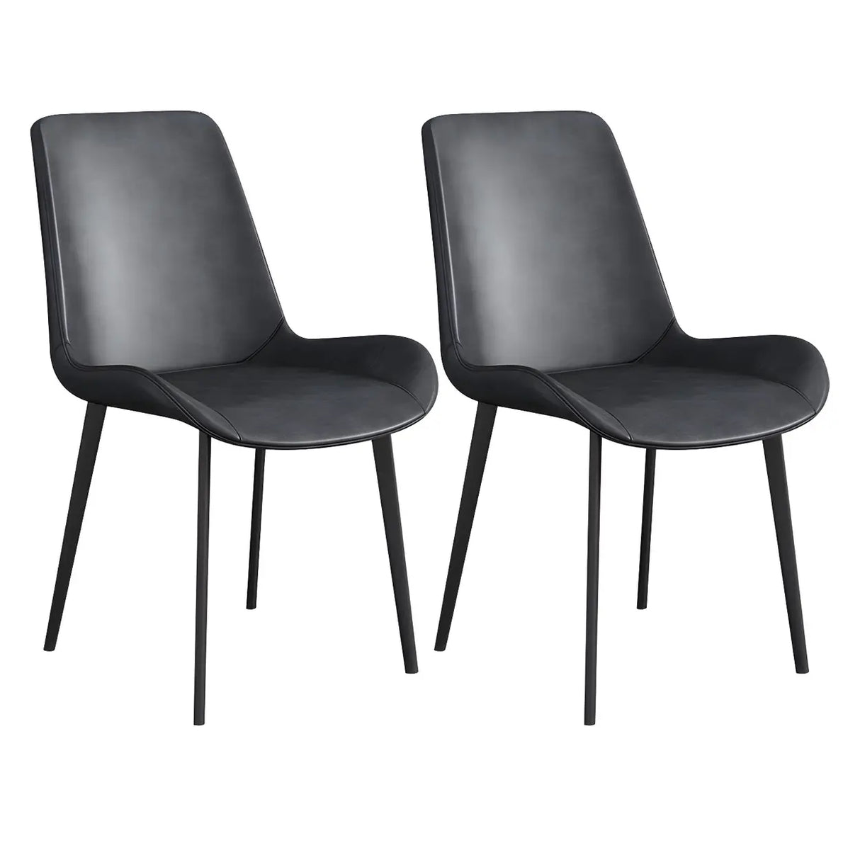 Simple Low Back Leather Side Chair with Metal Legs Image - 8