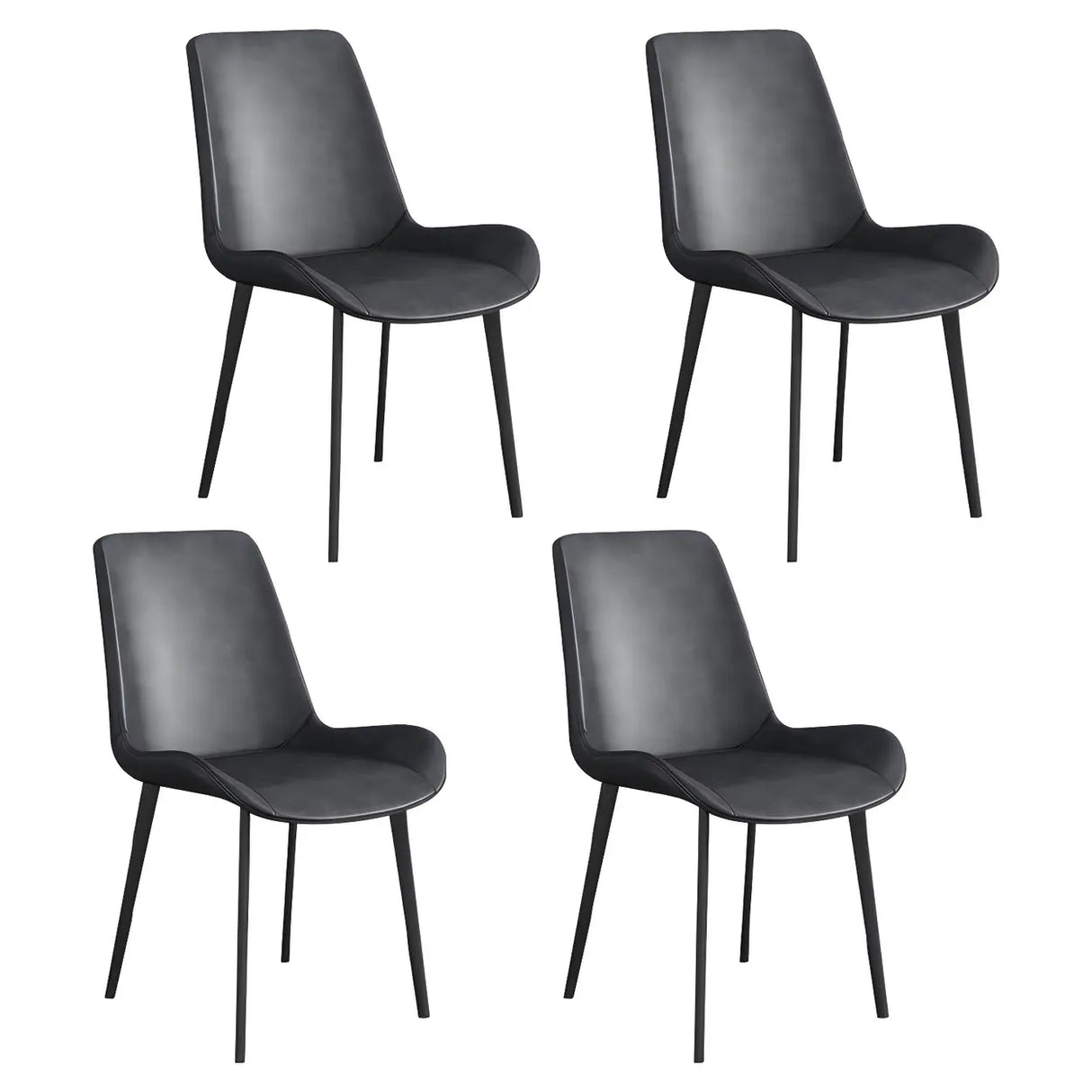 Simple Low Back Leather Side Chair with Metal Legs Image - 9