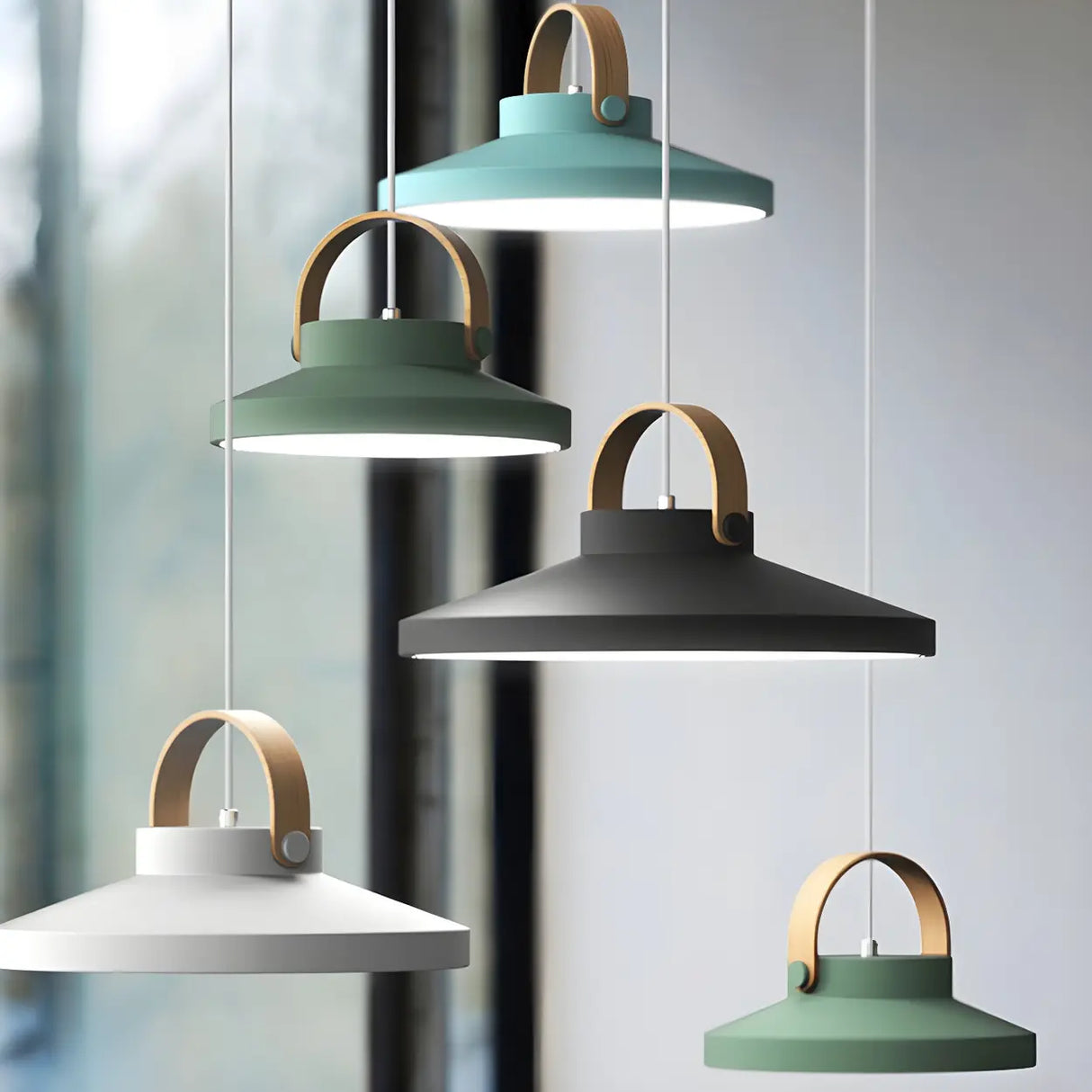 Simple Metal Conical LED Pendant Light in Multi-Color Image - 1