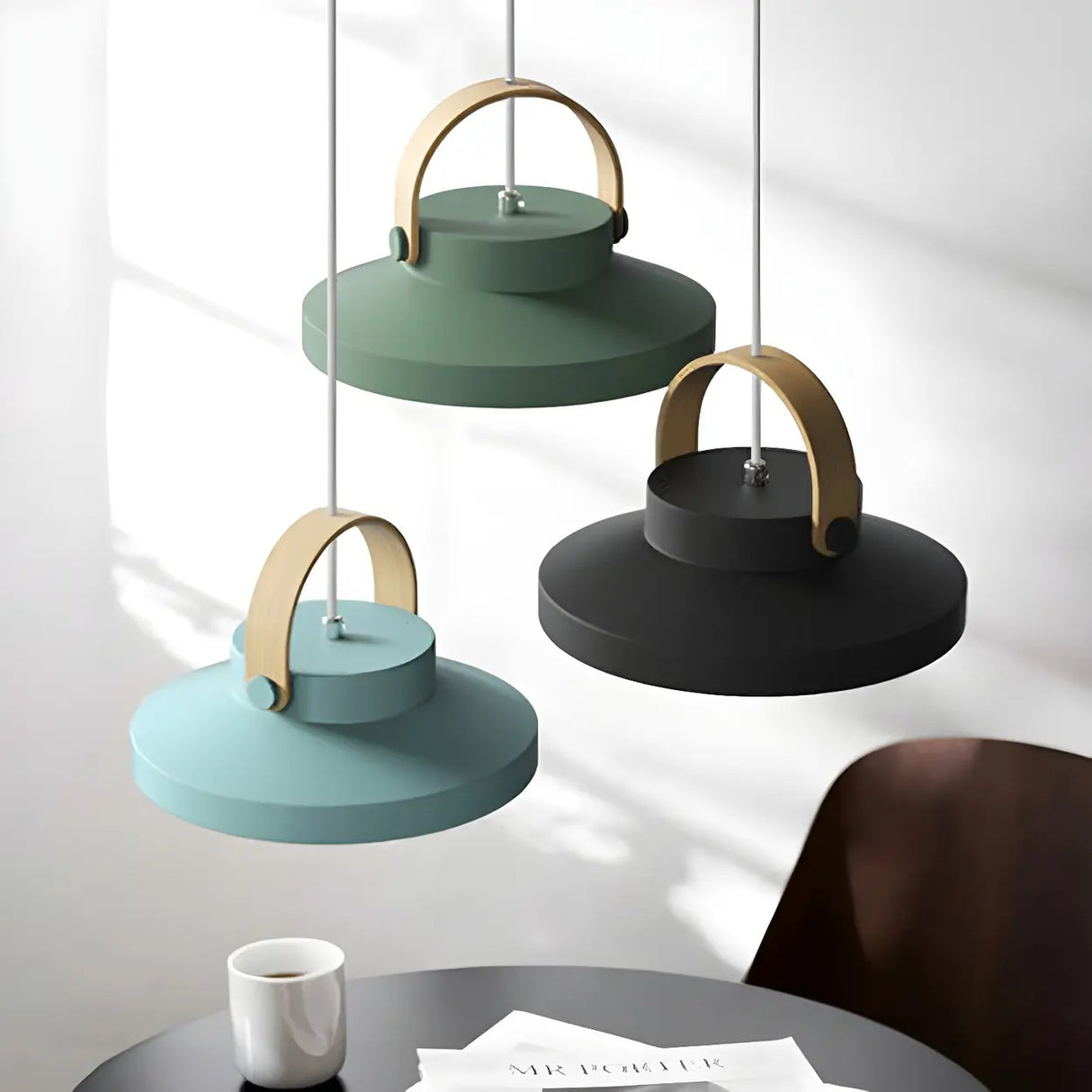 Simple Metal Conical LED Pendant Light in Multi-Color Image - 13