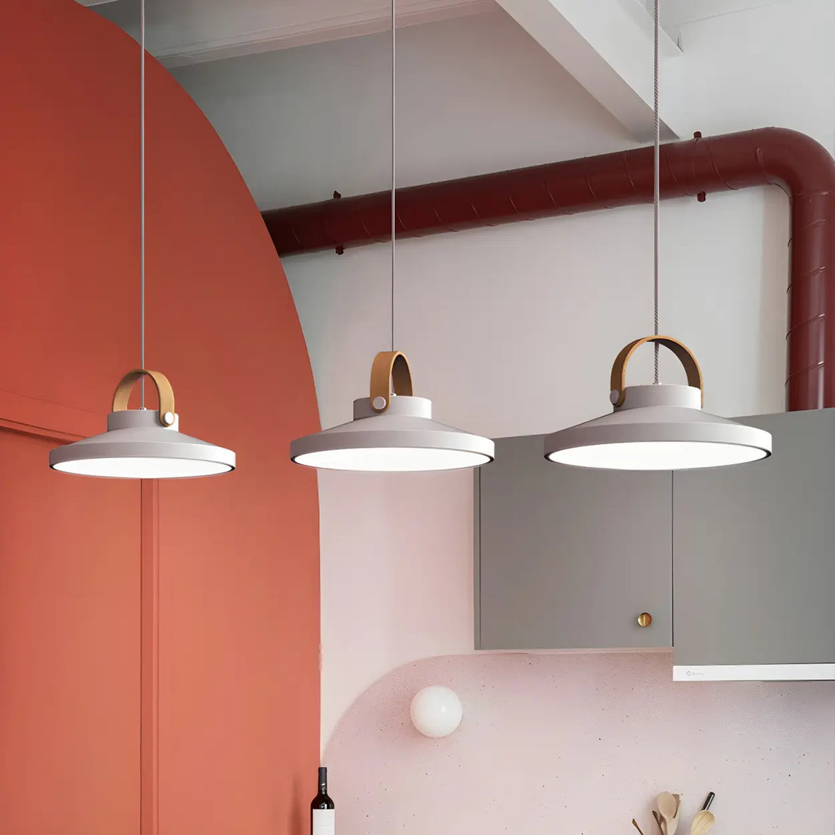 Simple Metal Conical LED Pendant Light in Multi-Color Image - 5