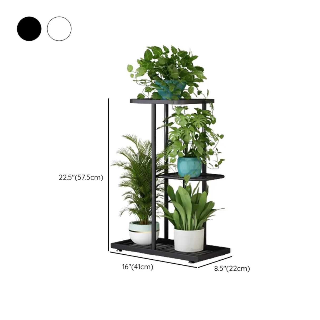 Simple Metal Frame Floor Multi-Tier Plant Stand White