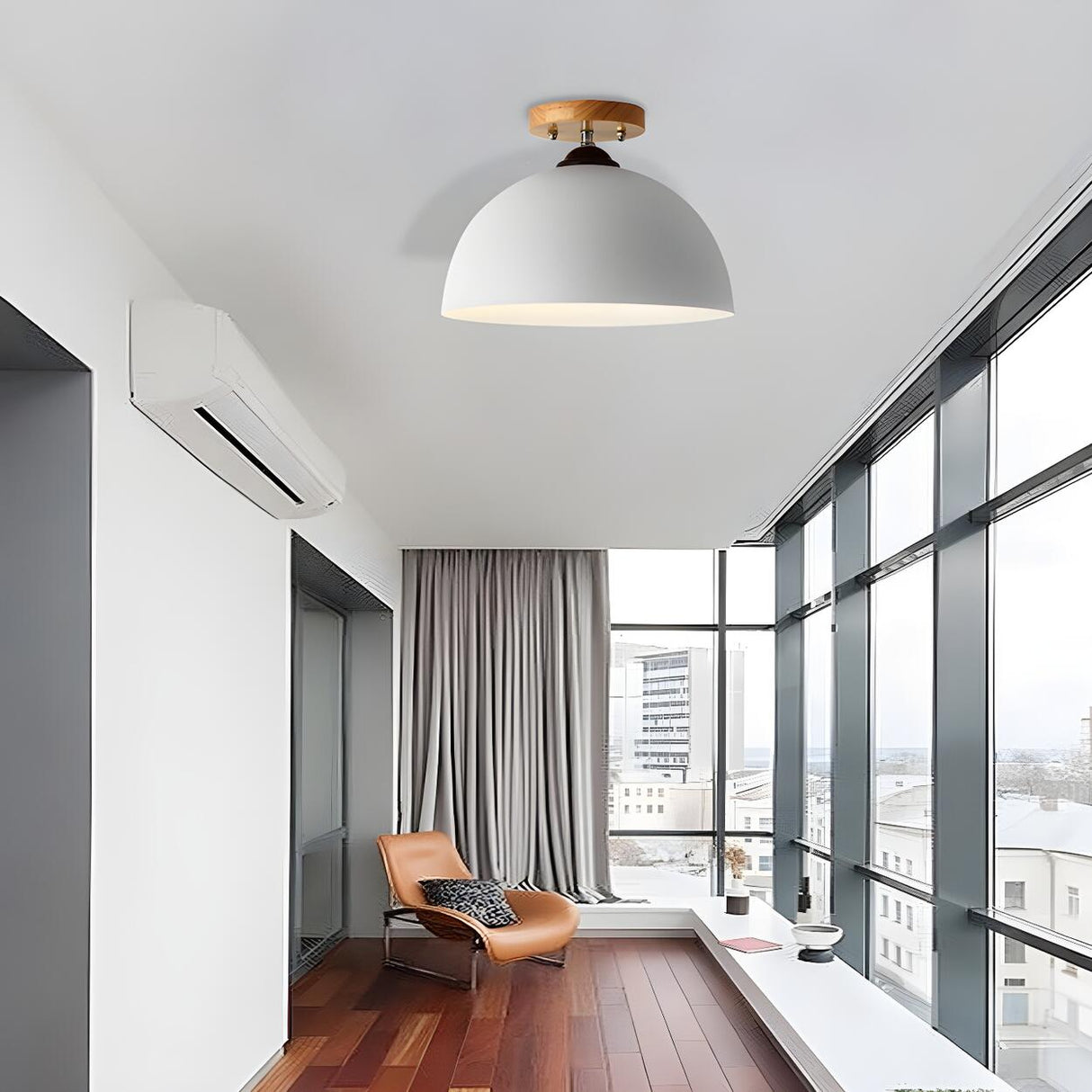 Simple Mini Balcony Dome Semi-Flush Mount Ceiling Light Image - 1