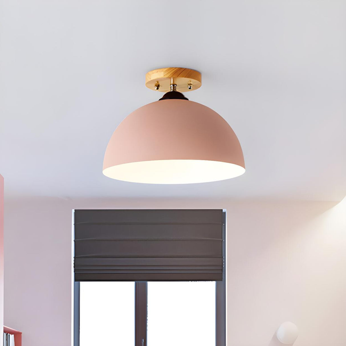 Simple Mini Balcony Dome Semi-Flush Mount Ceiling Light Image - 13