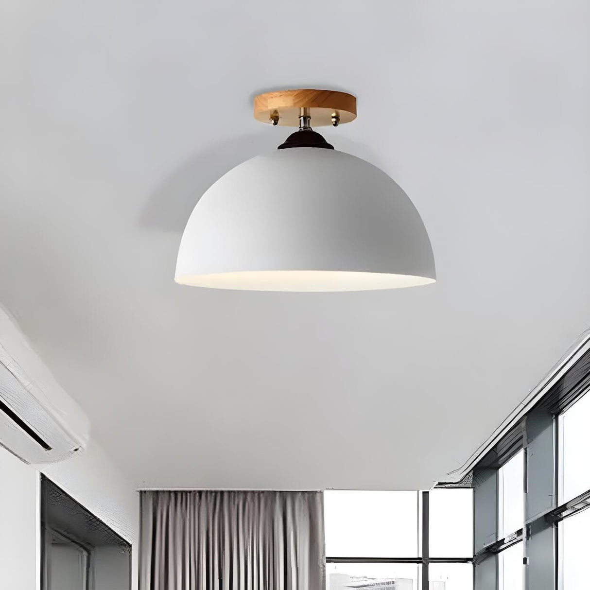 Simple Mini Balcony Dome Semi-Flush Mount Ceiling Light Image - 15