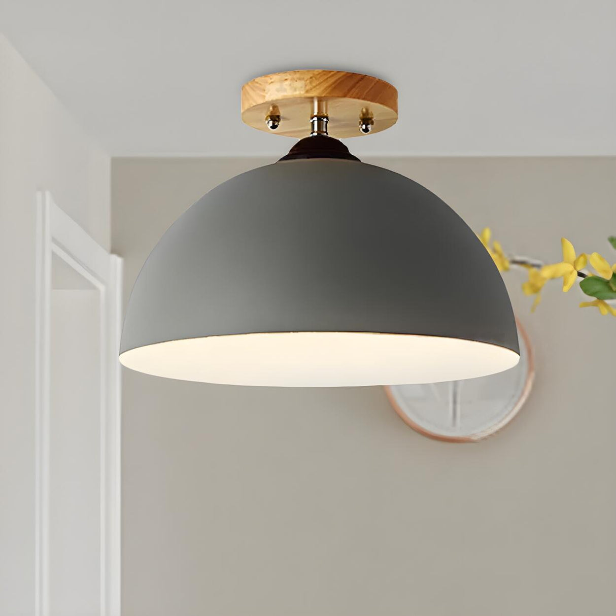 Simple Mini Balcony Dome Semi-Flush Mount Ceiling Light Image - 16