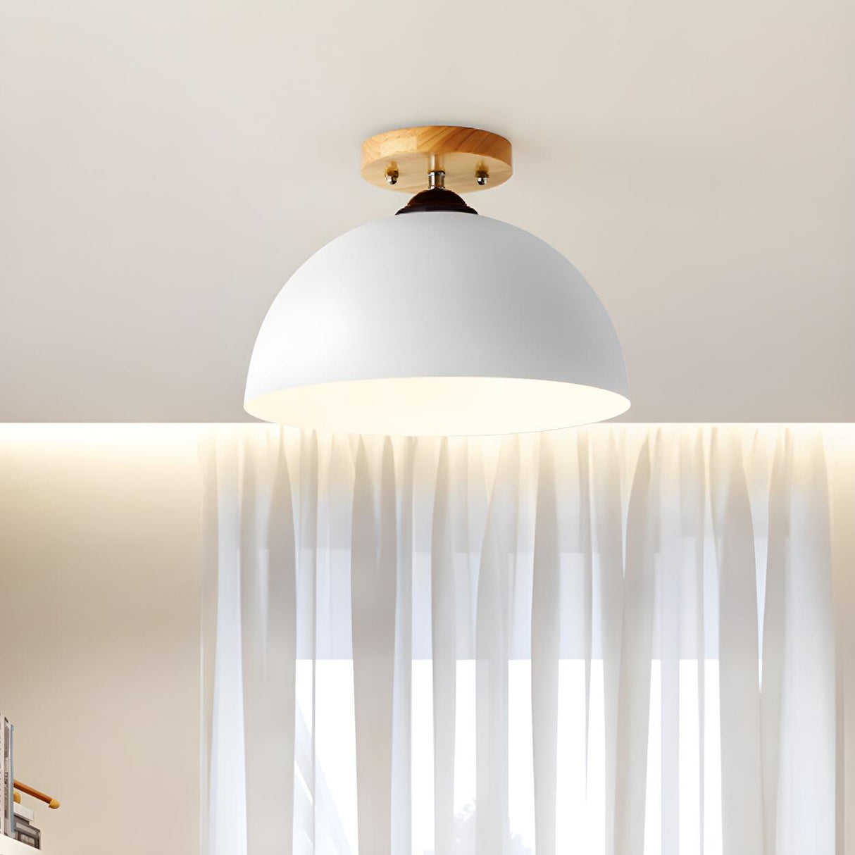 Simple Mini Balcony Dome Semi-Flush Mount Ceiling Light Image - 2