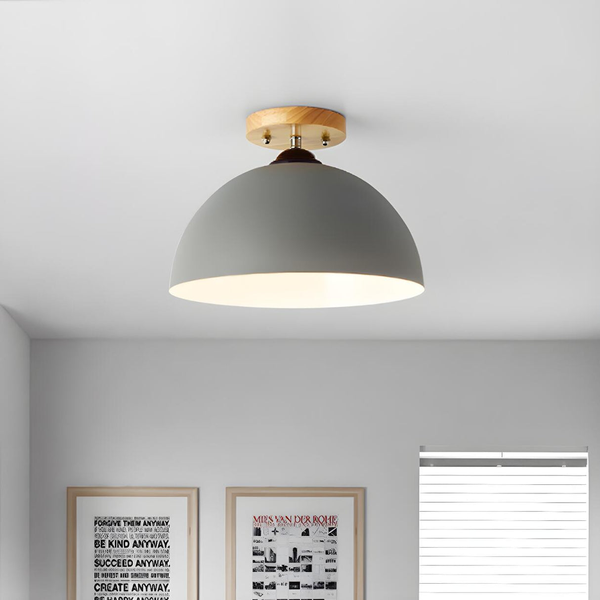Simple Mini Balcony Dome Semi-Flush Mount Ceiling Light Image - 6