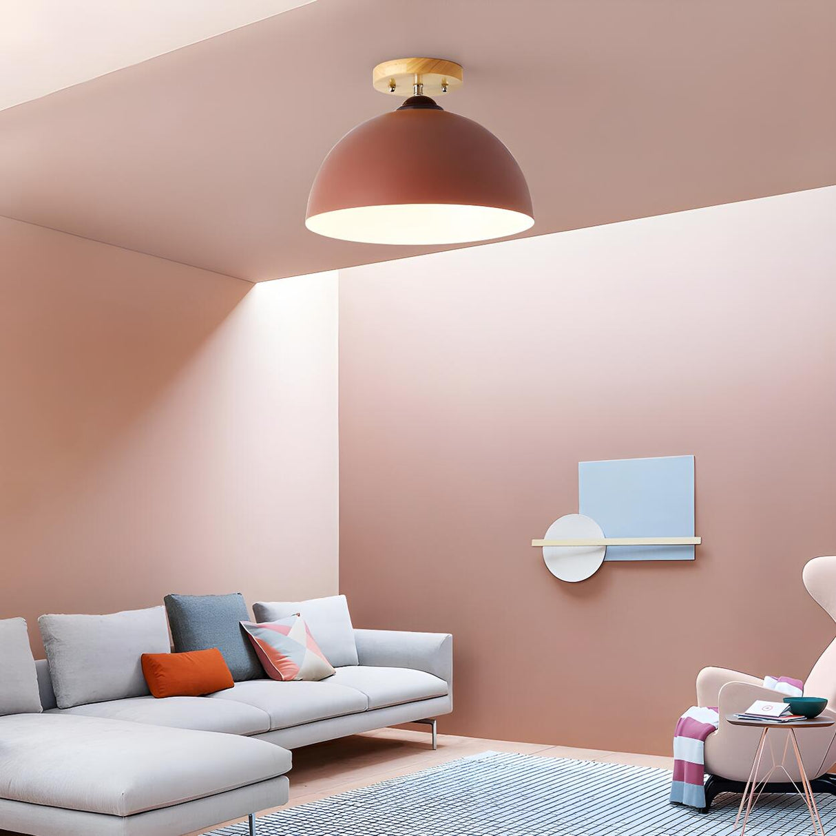 Simple Mini Balcony Dome Semi-Flush Mount Ceiling Light Image - 8