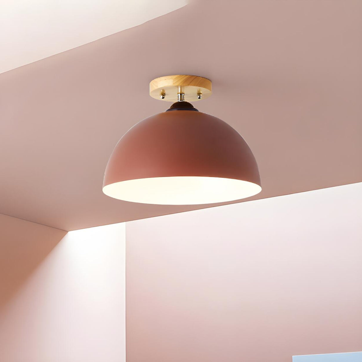 Simple Mini Balcony Dome Semi-Flush Mount Ceiling Light Image - 9