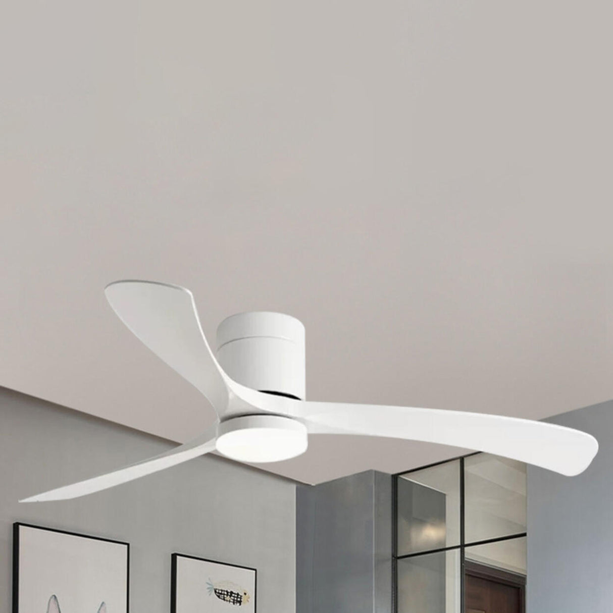 Simple Modern 3 Blade Dimming Wood Ceiling Fan Light Image - 10