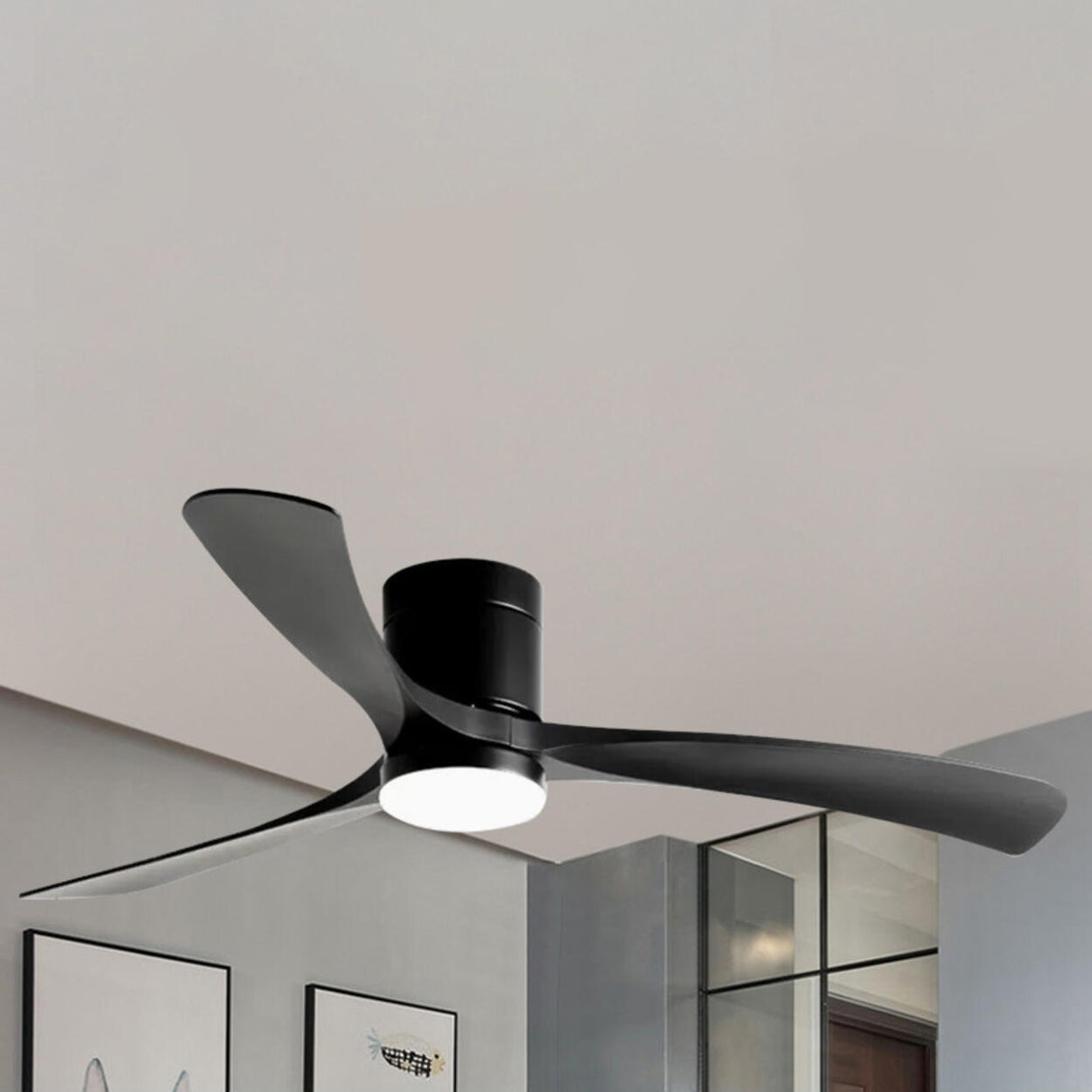 Simple Modern 3 Blade Dimming Wood Ceiling Fan Light Image - 14