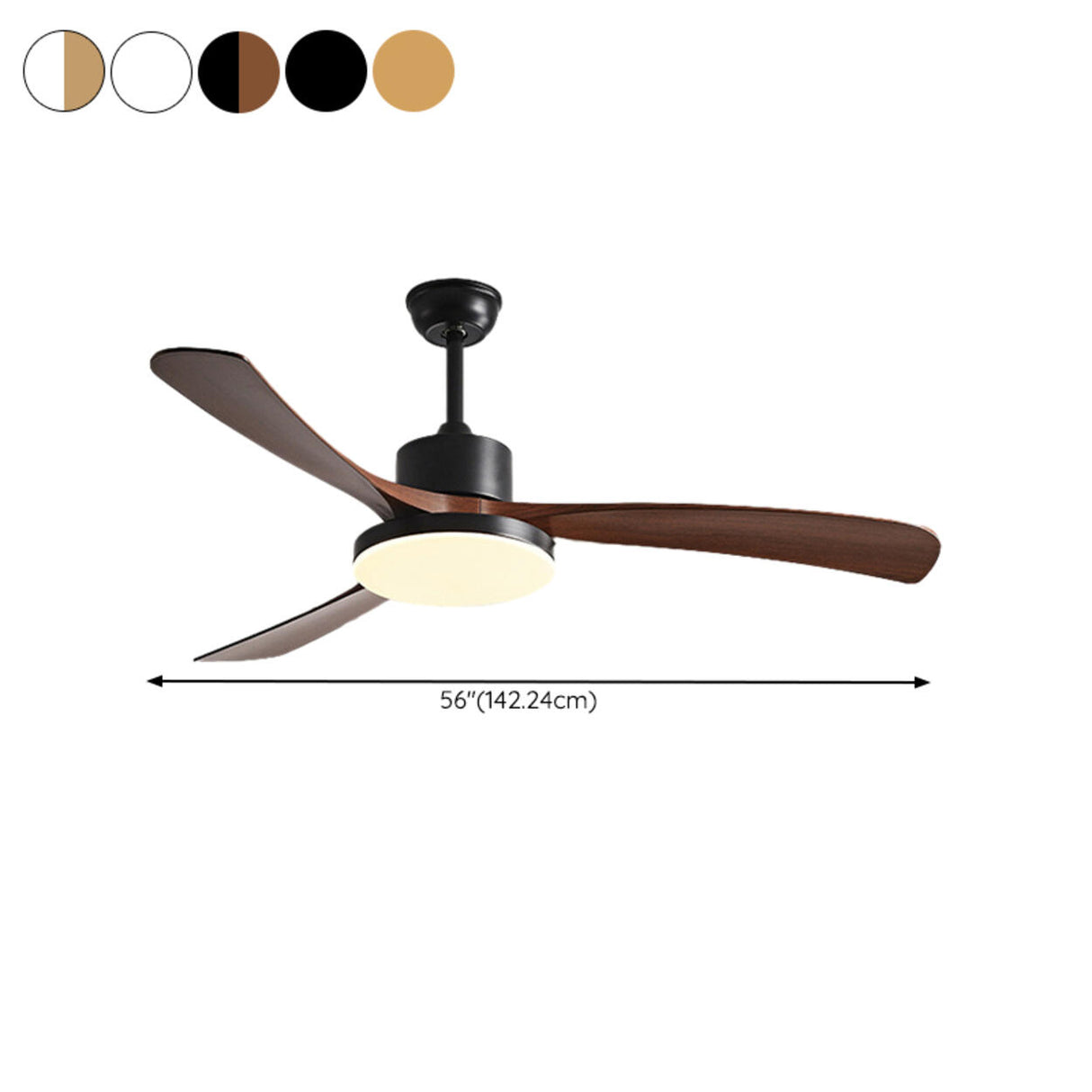 Simple Modern 3 Blade Dimming Wood Ceiling Fan Light Image - 20