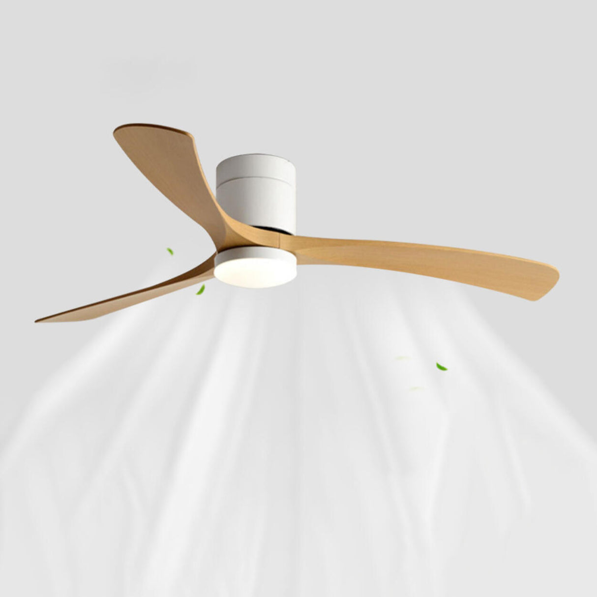 Simple Modern 3 Blade Dimming Wood Ceiling Fan Light Image - 4