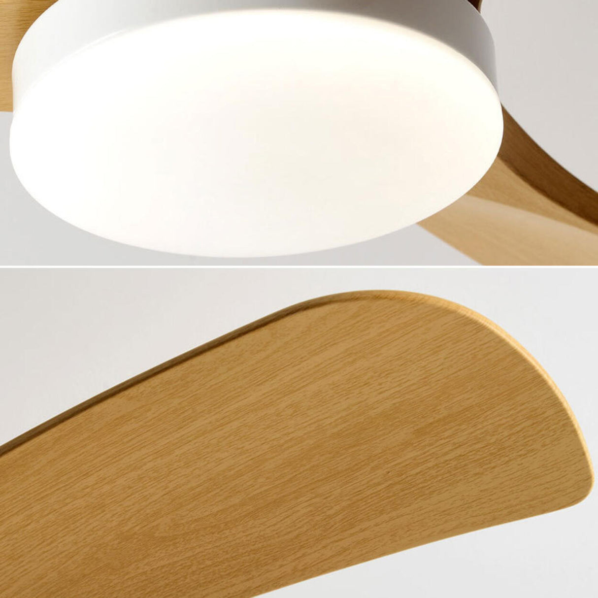 Simple Modern 3 Blade Dimming Wood Ceiling Fan Light Image - 6