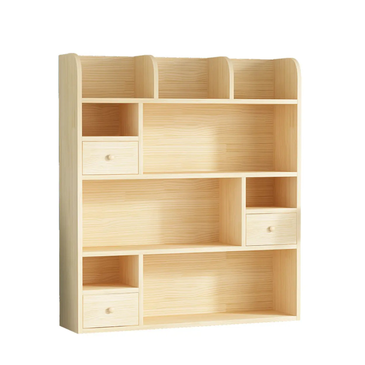 Simple Modern Desktop Wood Grain Storage Bookshelf Image - 2