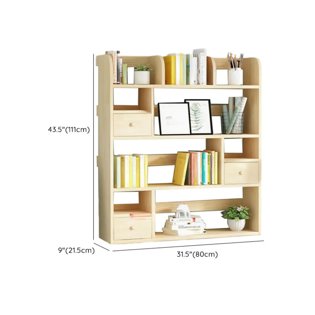 Simple Modern Desktop Wood Grain Storage Bookshelf Image - 45
