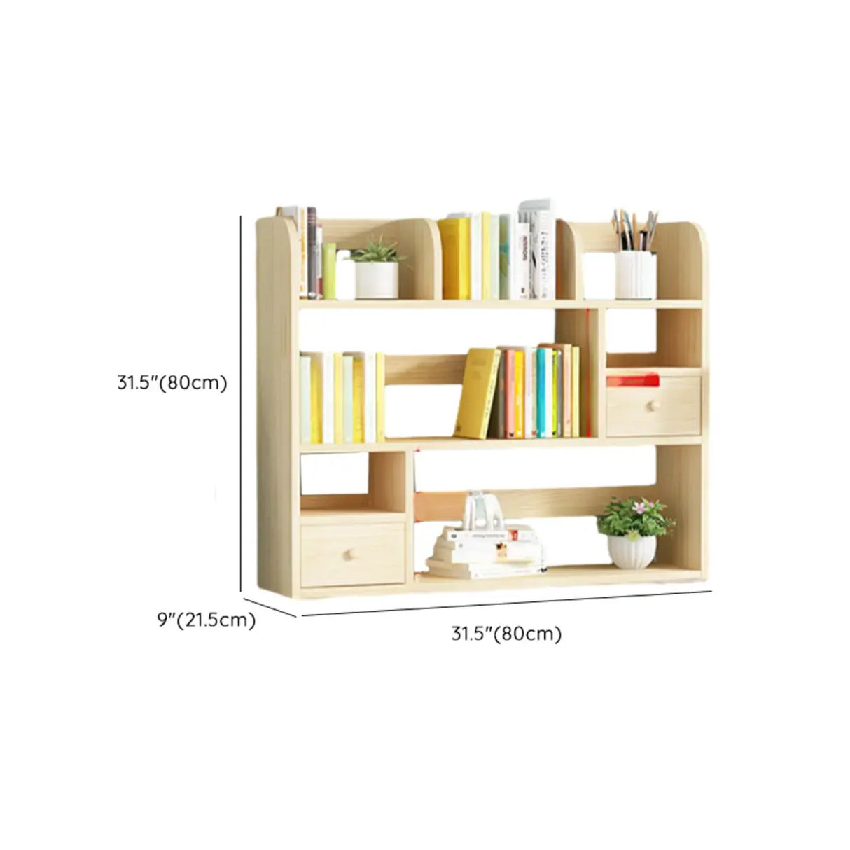 Simple Modern Desktop Wood Grain Storage Bookshelf Image - 46