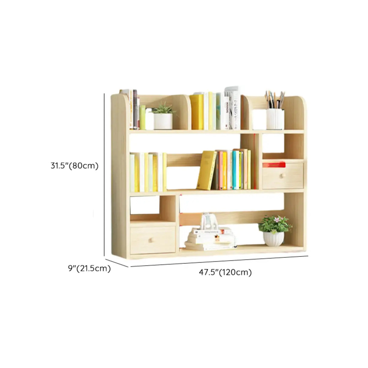 Simple Modern Desktop Wood Grain Storage Bookshelf Image - 47