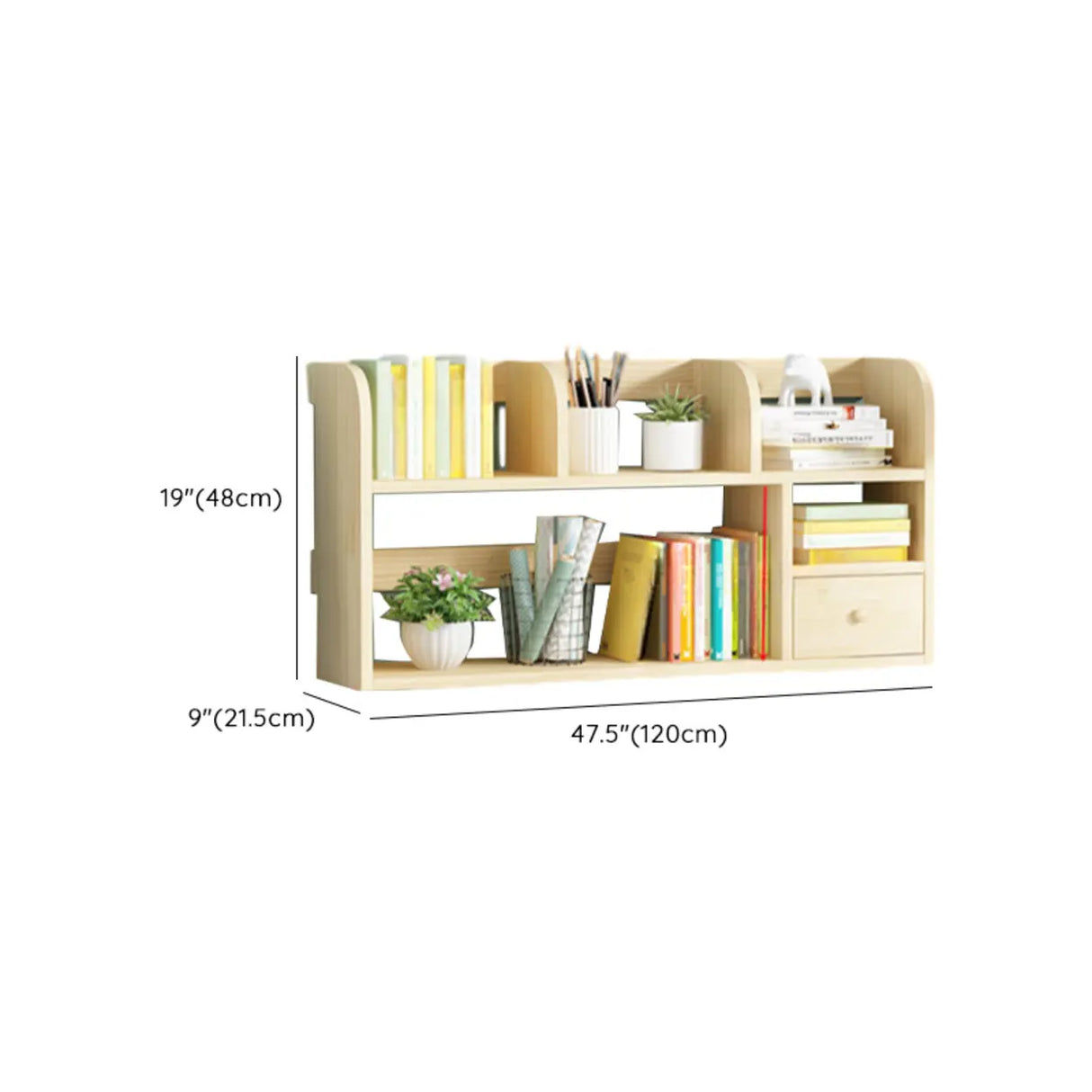 Simple Modern Desktop Wood Grain Storage Bookshelf Image - 50