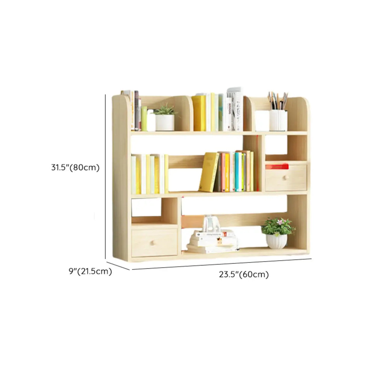 Simple Modern Desktop Wood Grain Storage Bookshelf Image - 51