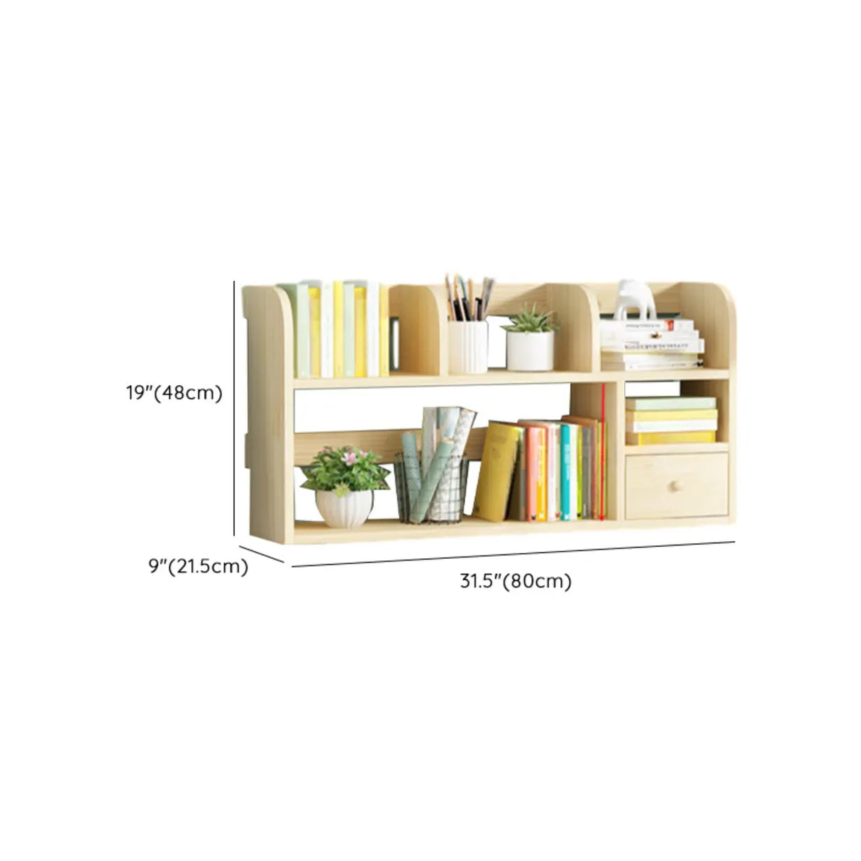 Simple Modern Desktop Wood Grain Storage Bookshelf Image - 54
