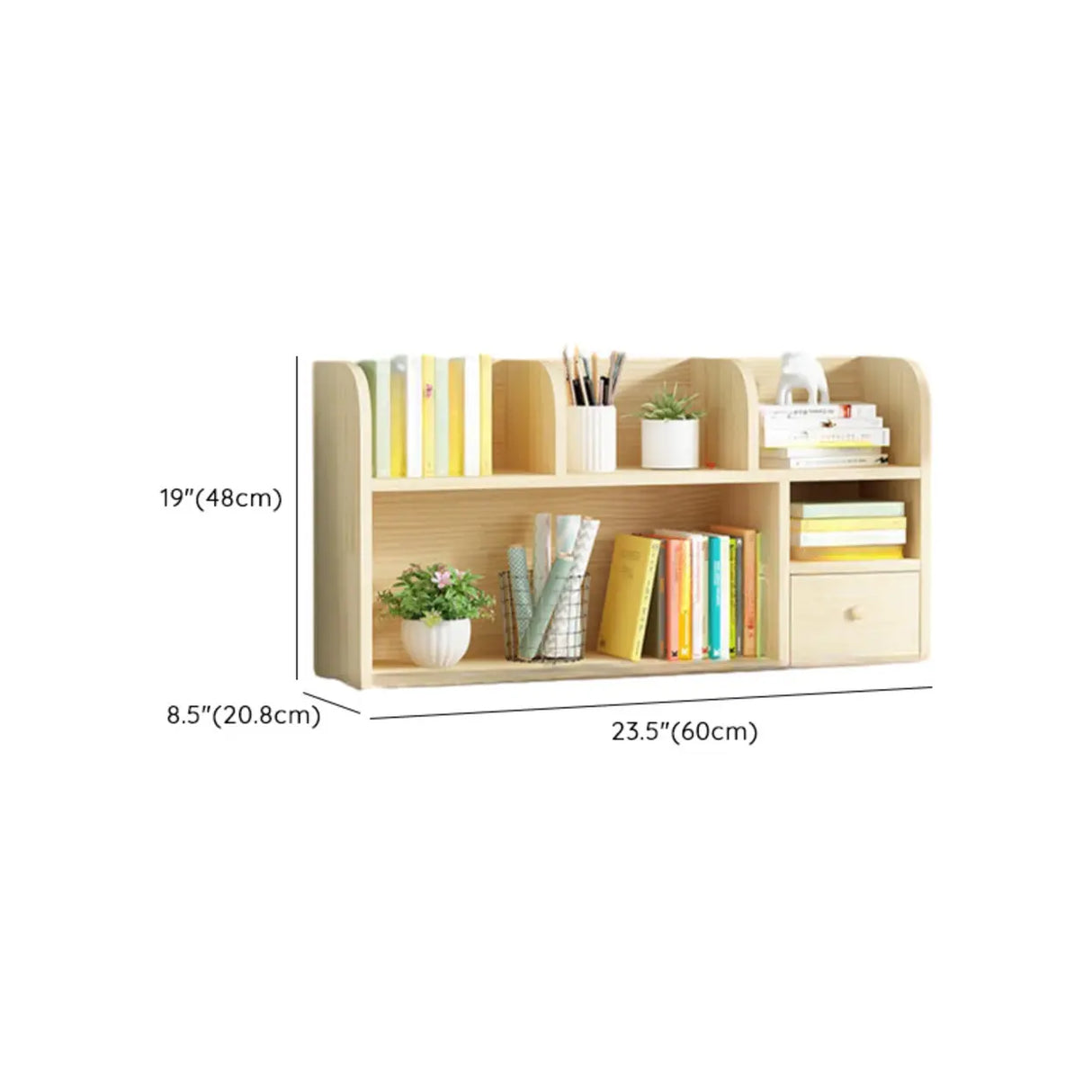 Simple Modern Desktop Wood Grain Storage Bookshelf Image - 57
