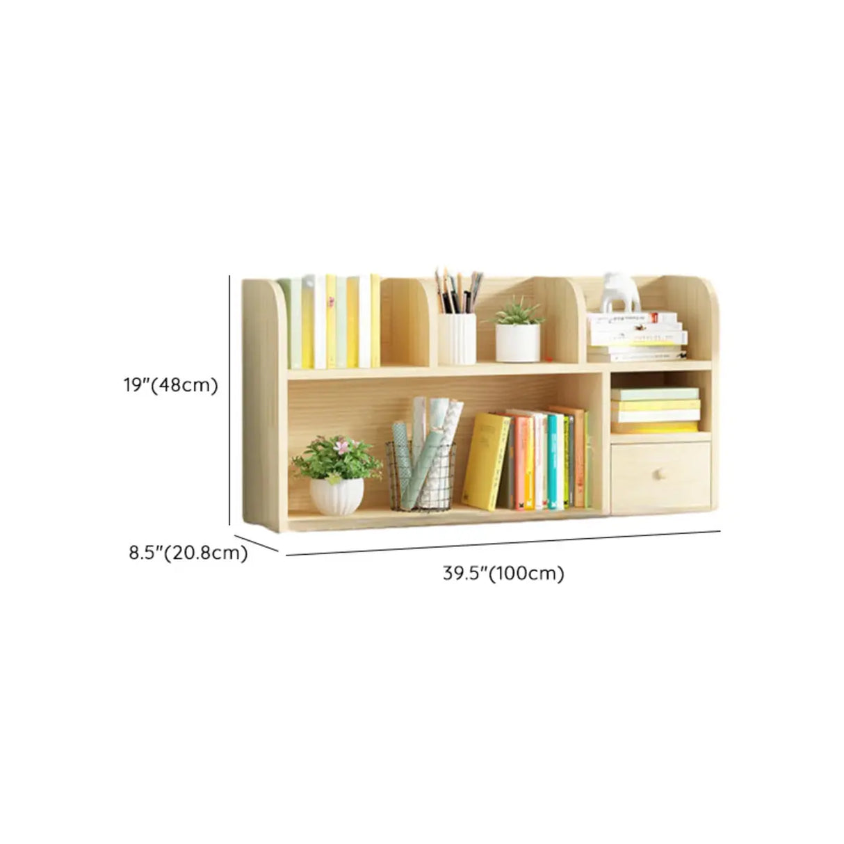 Simple Modern Desktop Wood Grain Storage Bookshelf Image - 60