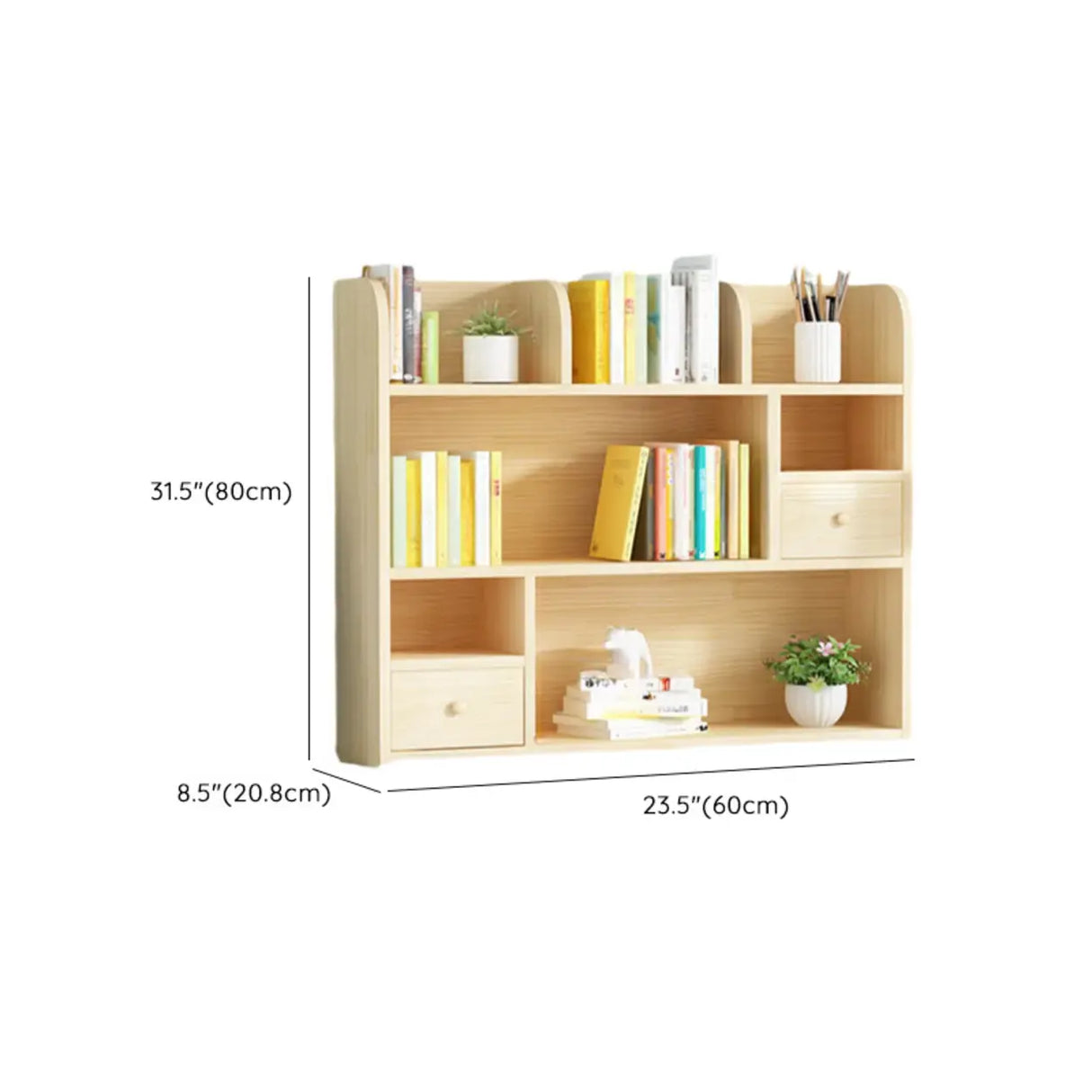 Simple Modern Desktop Wood Grain Storage Bookshelf Image - 65