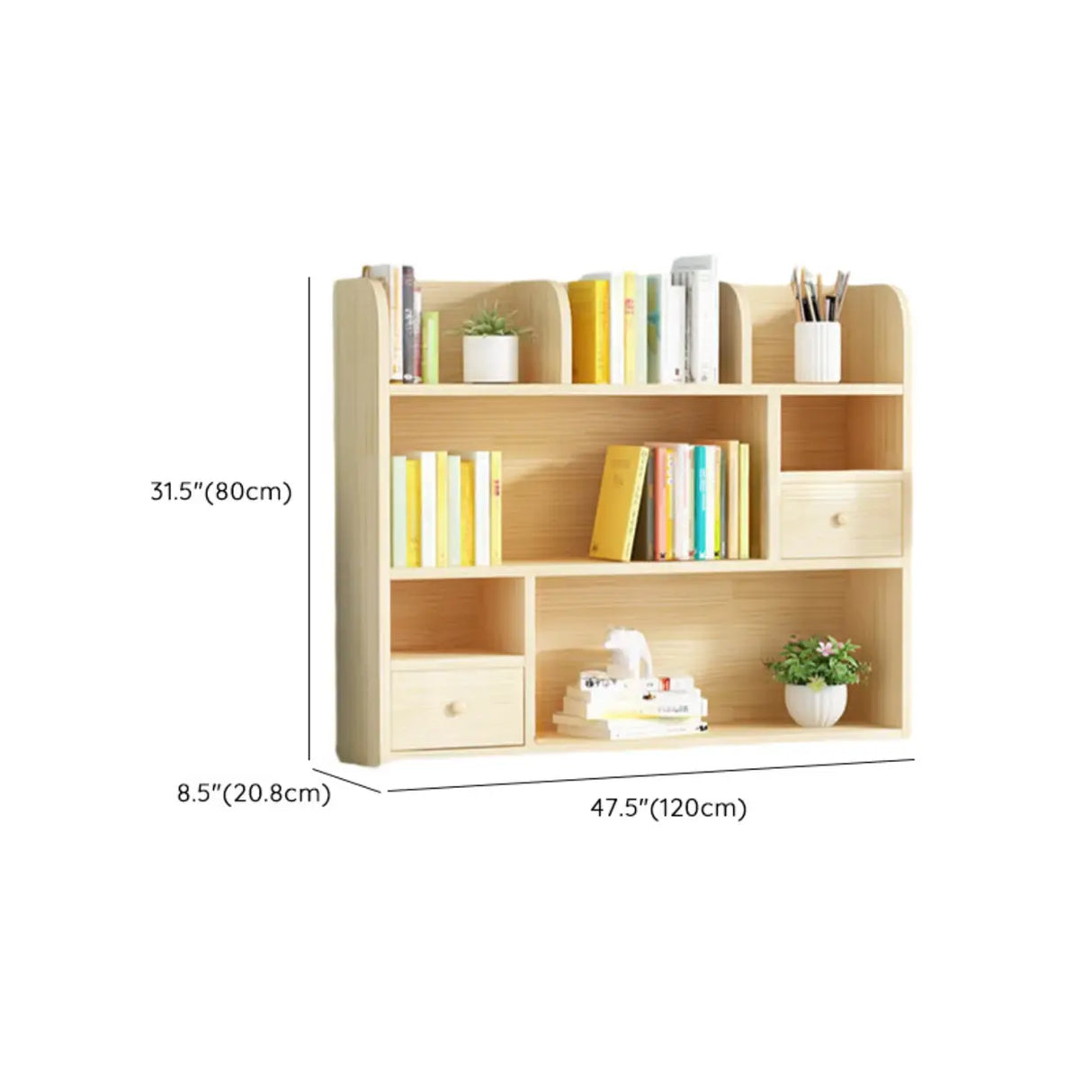 Simple Modern Desktop Wood Grain Storage Bookshelf Image - 70