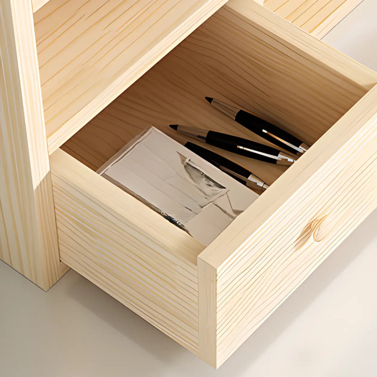 Simple Modern Desktop Wood Grain Storage Bookshelf Image - 9