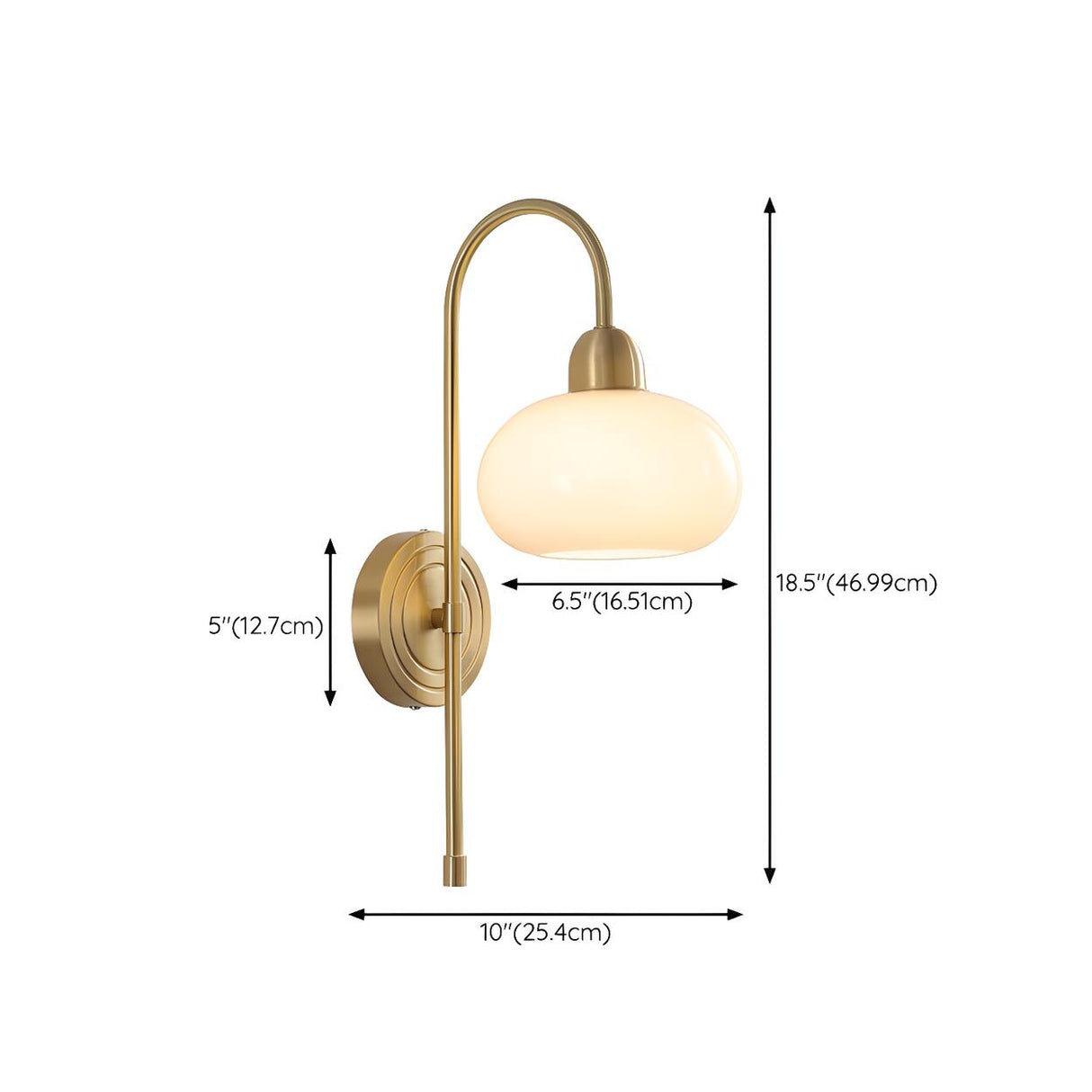 Simple Modern Globe Glass Gold Bedroom Wall Sconce