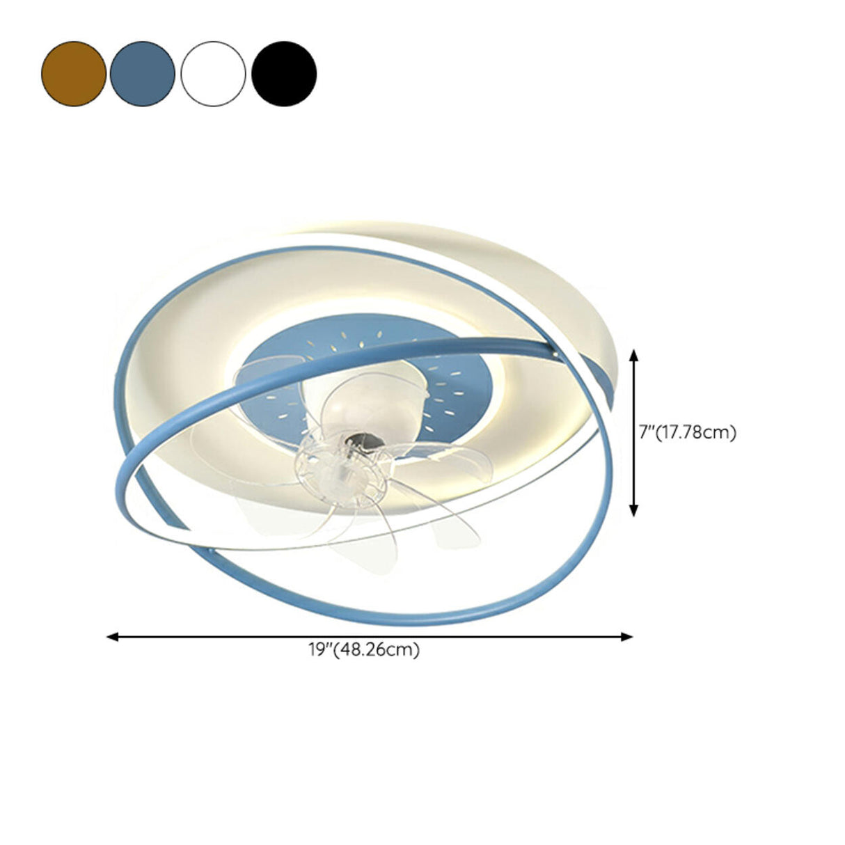 Simple Modern Ring 7 Clear Blades LED Ceiling Fan Light