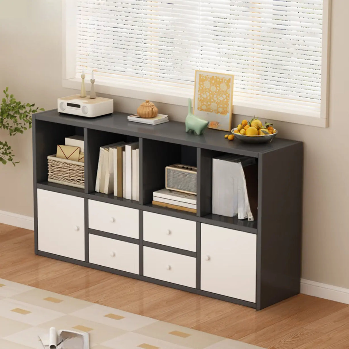 Simple Modular Drawers Wood Cube Short Bookcase Image - 19