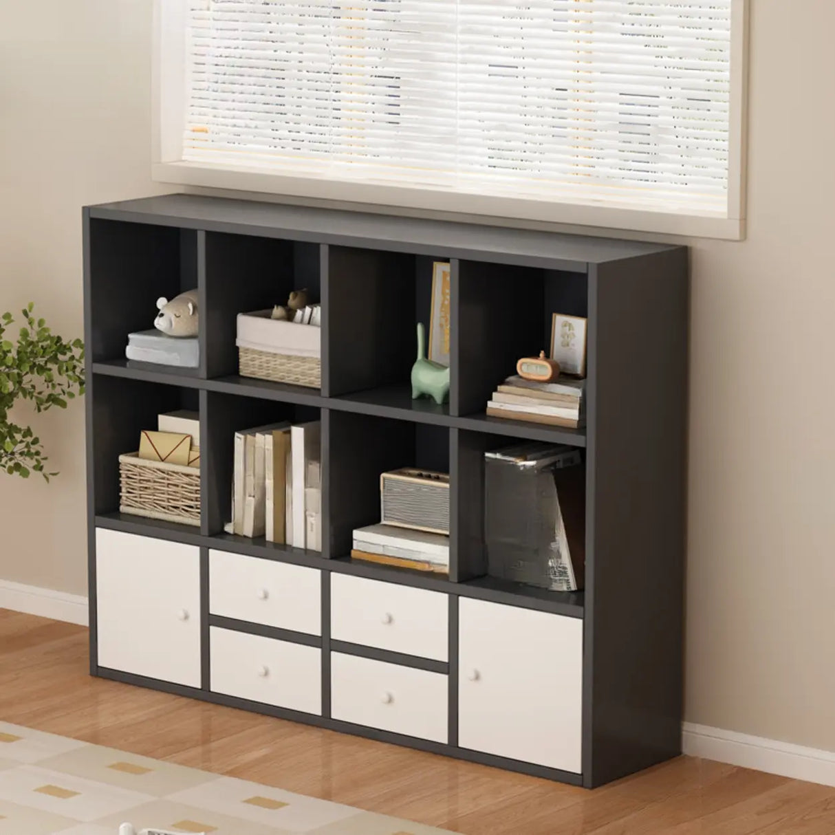 Simple Modular Drawers Wood Cube Short Bookcase Image - 20