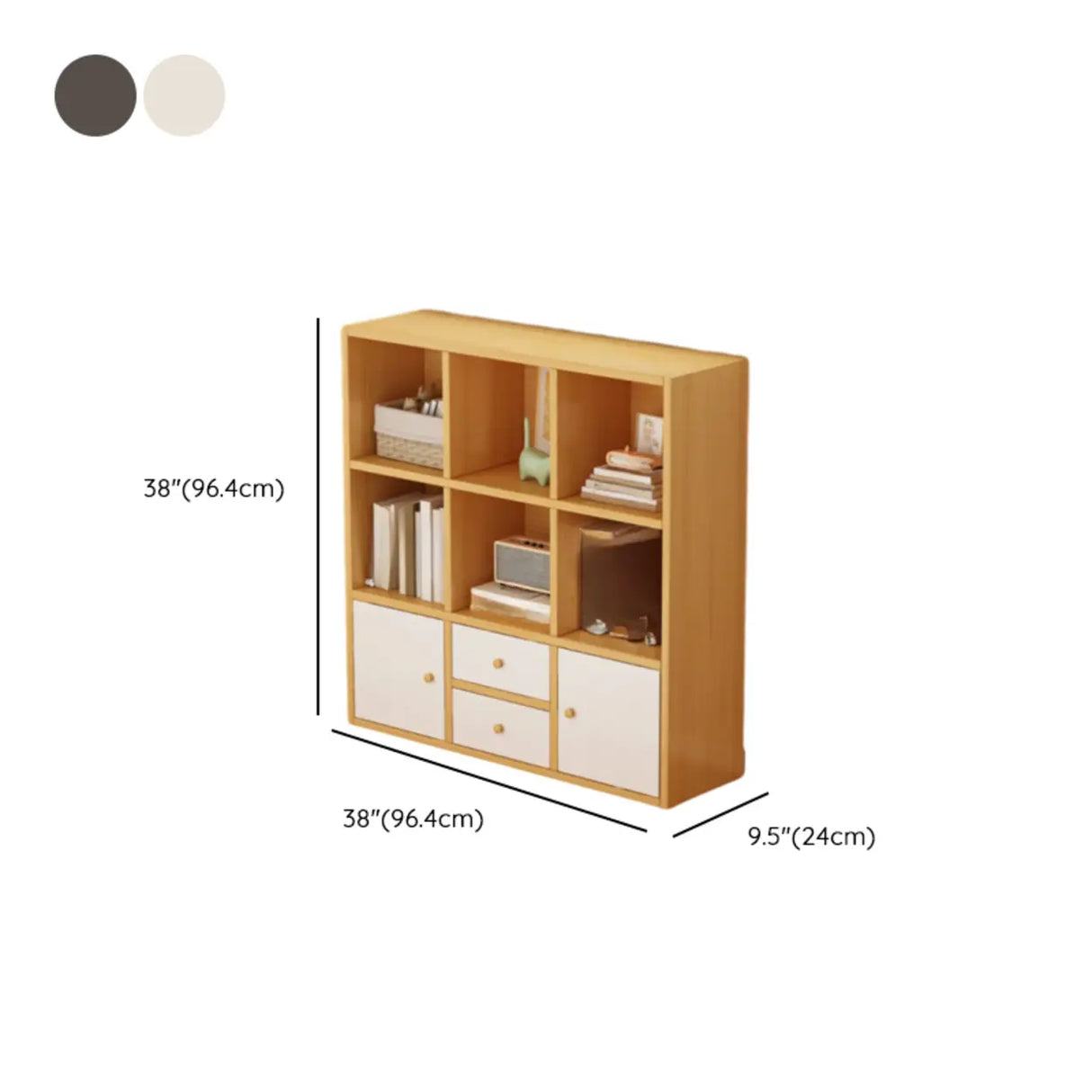 Simple Modular Drawers Wood Cube Short Bookcase Image - 24